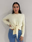 MISSY TIE FRONT KNIT CROP - CREAM