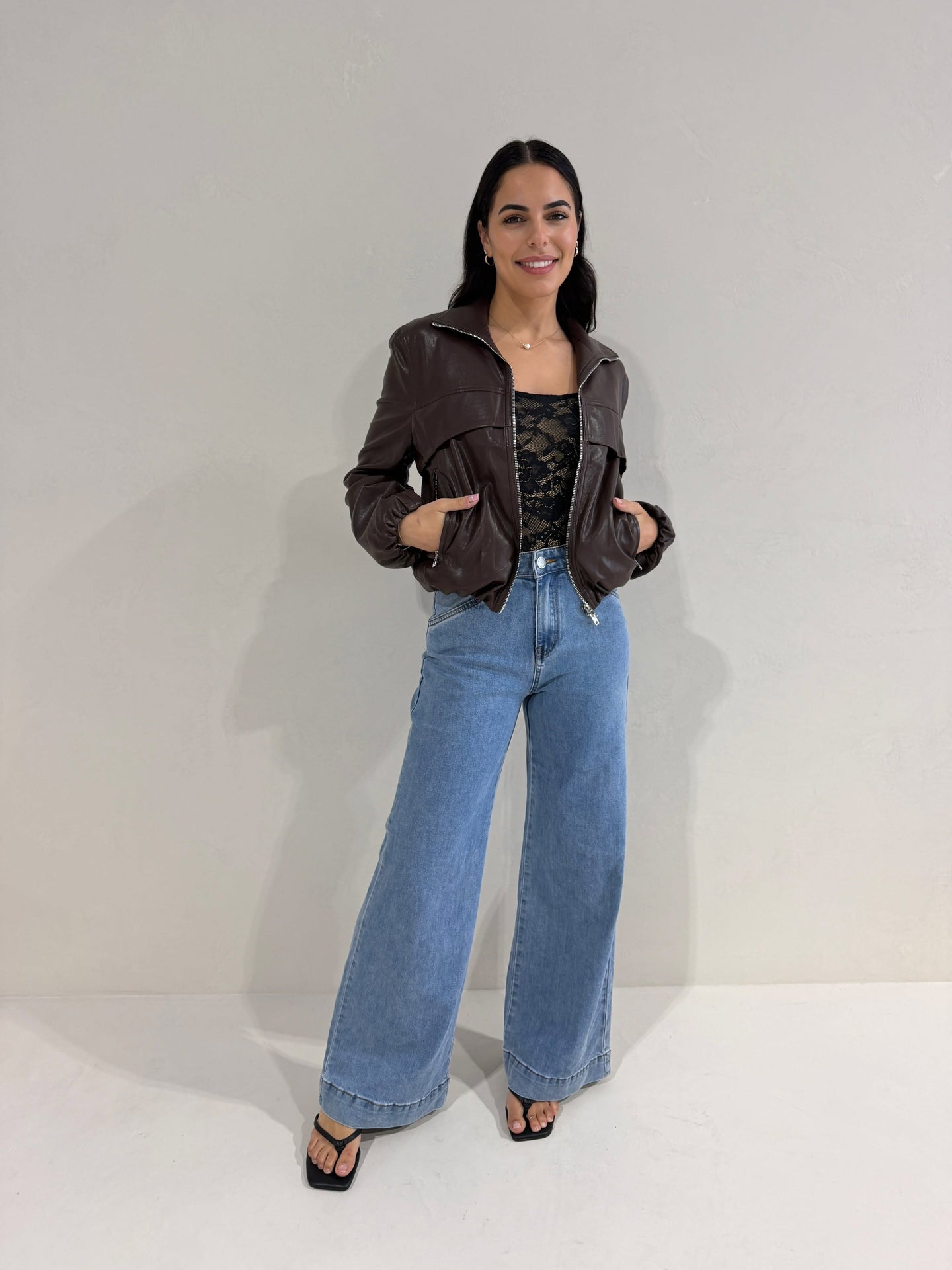 THE BELLE PU BOMBER - CHOC
