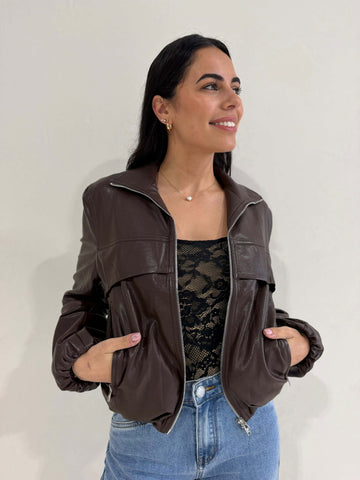 THE BELLE PU BOMBER - CHOC
