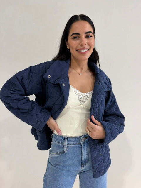 AURORA QUILTED JACKET- NAVY