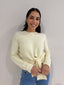 MISSY TIE FRONT KNIT CROP - CREAM