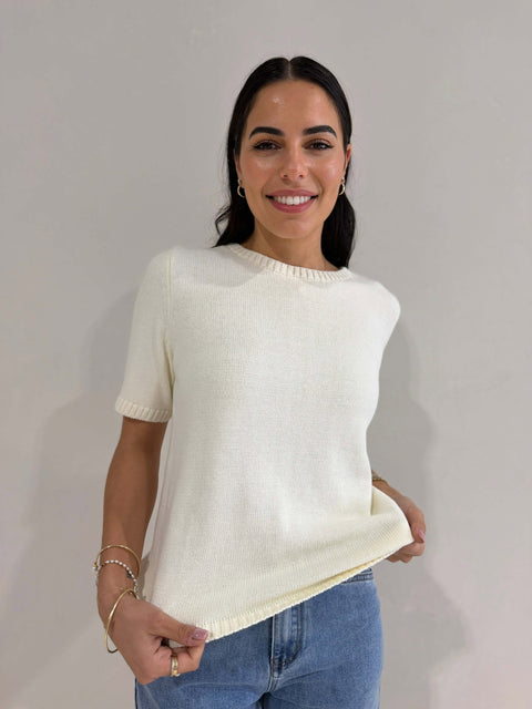 ROWIE KNITTED TEE - CREAM