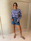 SCOUT SLOUCHY LONG SLEEVE TEE- NAVY/PINK