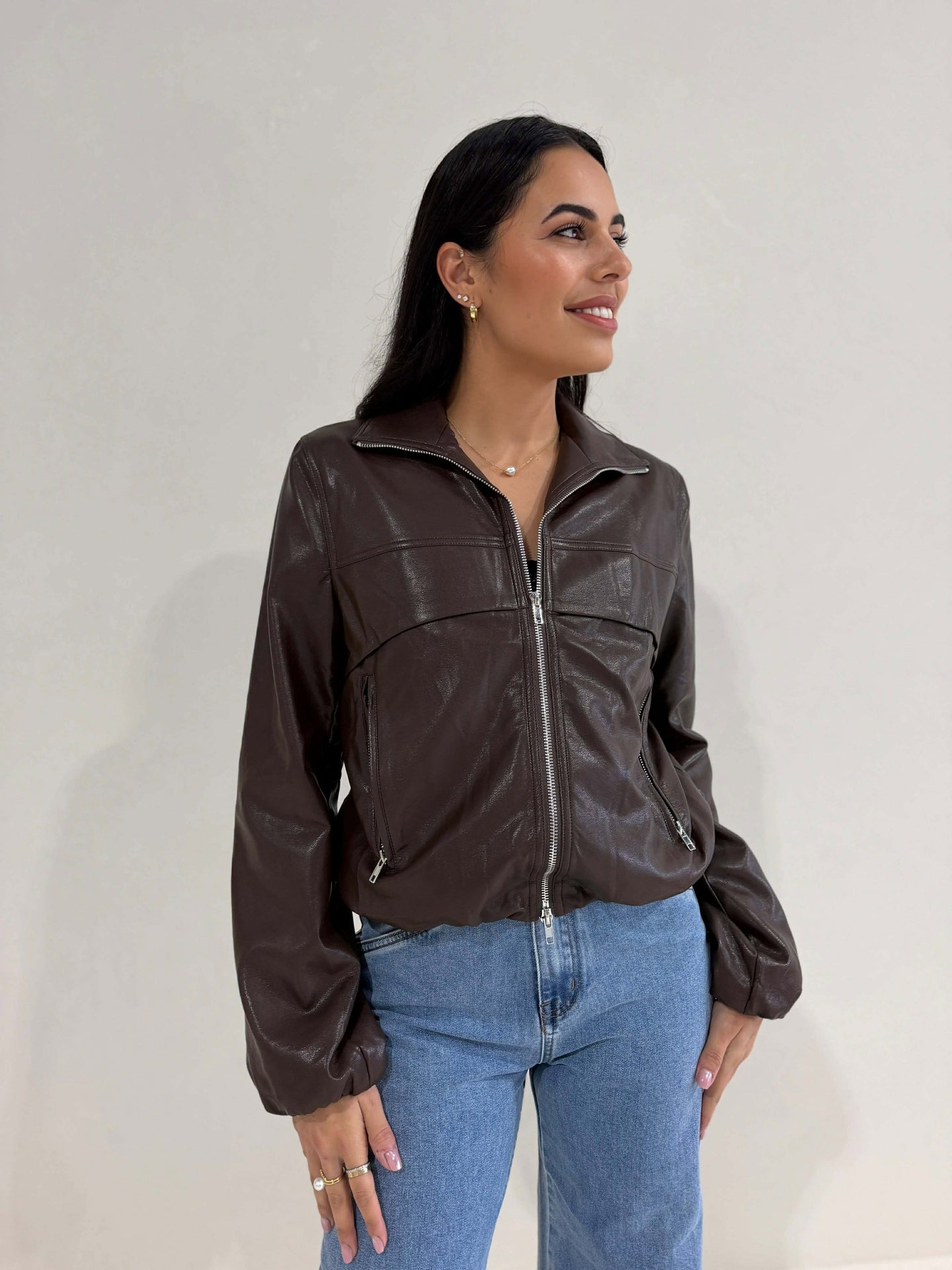 THE BELLE PU BOMBER - CHOC