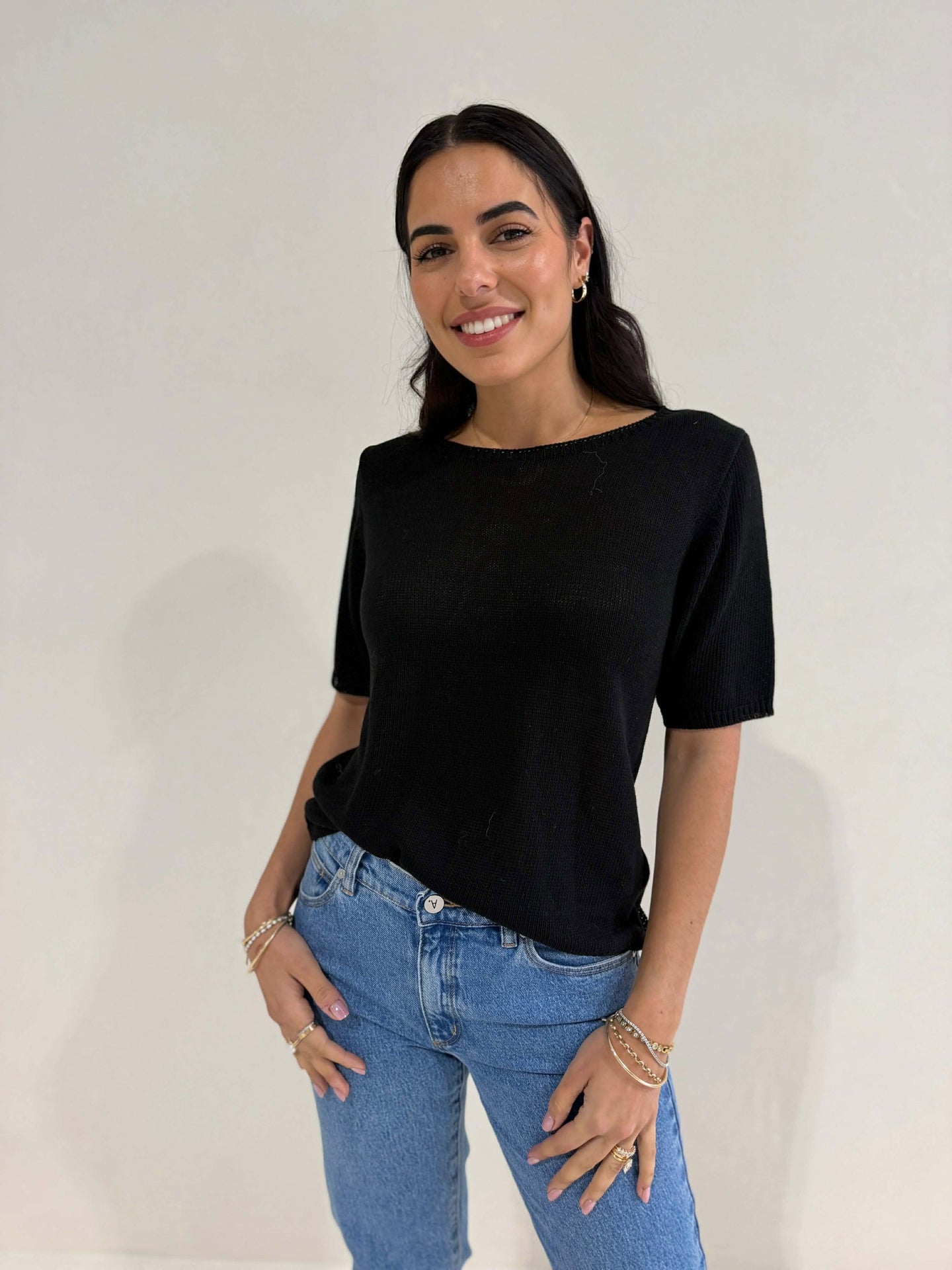 SUMMER KNIT TOP - BLACK