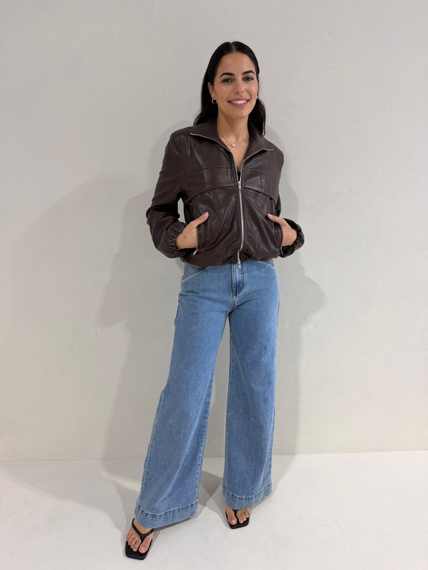 THE BELLE PU BOMBER - CHOC