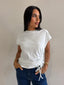 DARBY DRAWSTRING TEE- WHITE