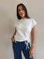 DARBY DRAWSTRING TEE- WHITE
