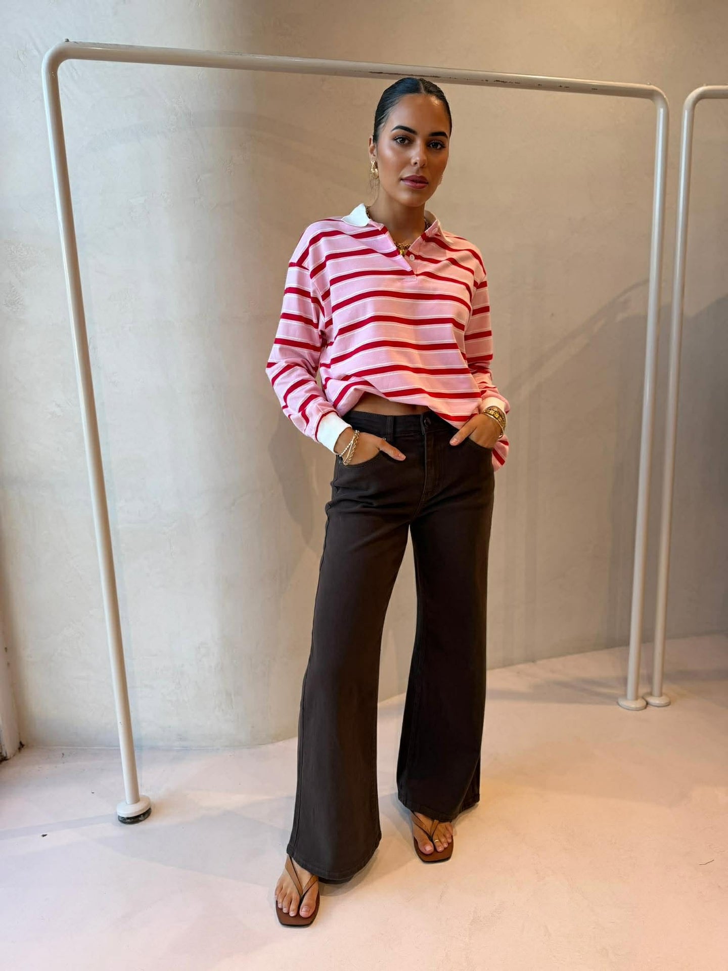 STRIPE RUGBY LS TOP
