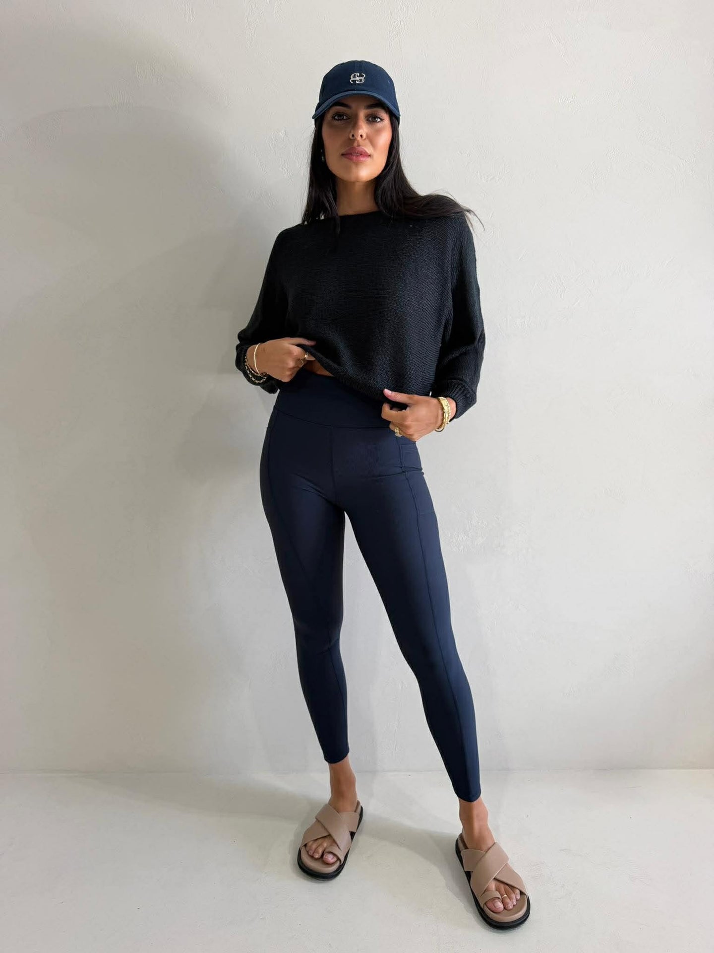 LUXE RIB LEGGING-NAVY