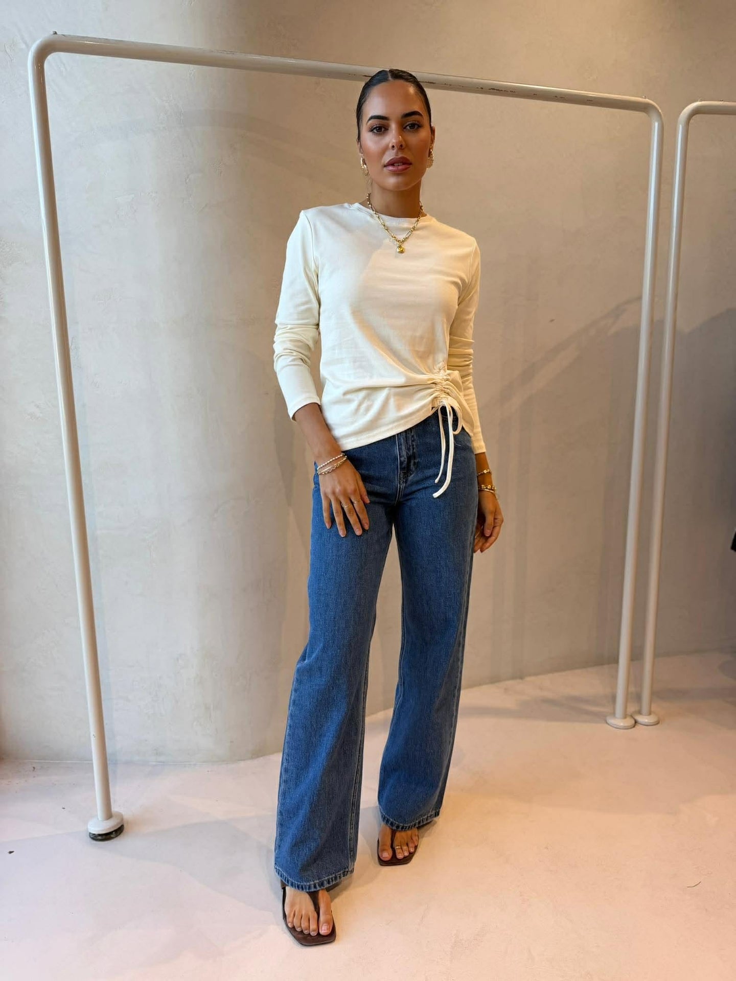 LARA LONG SLEEVE TOP- CREAM