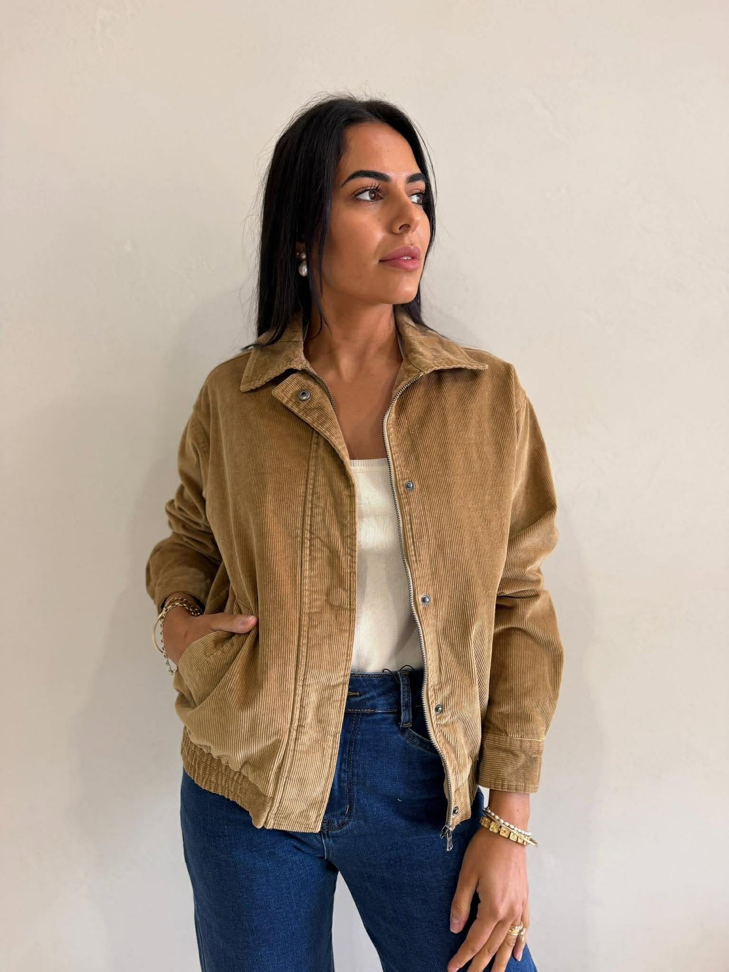 BAMBI CORD BOMBER -TAN