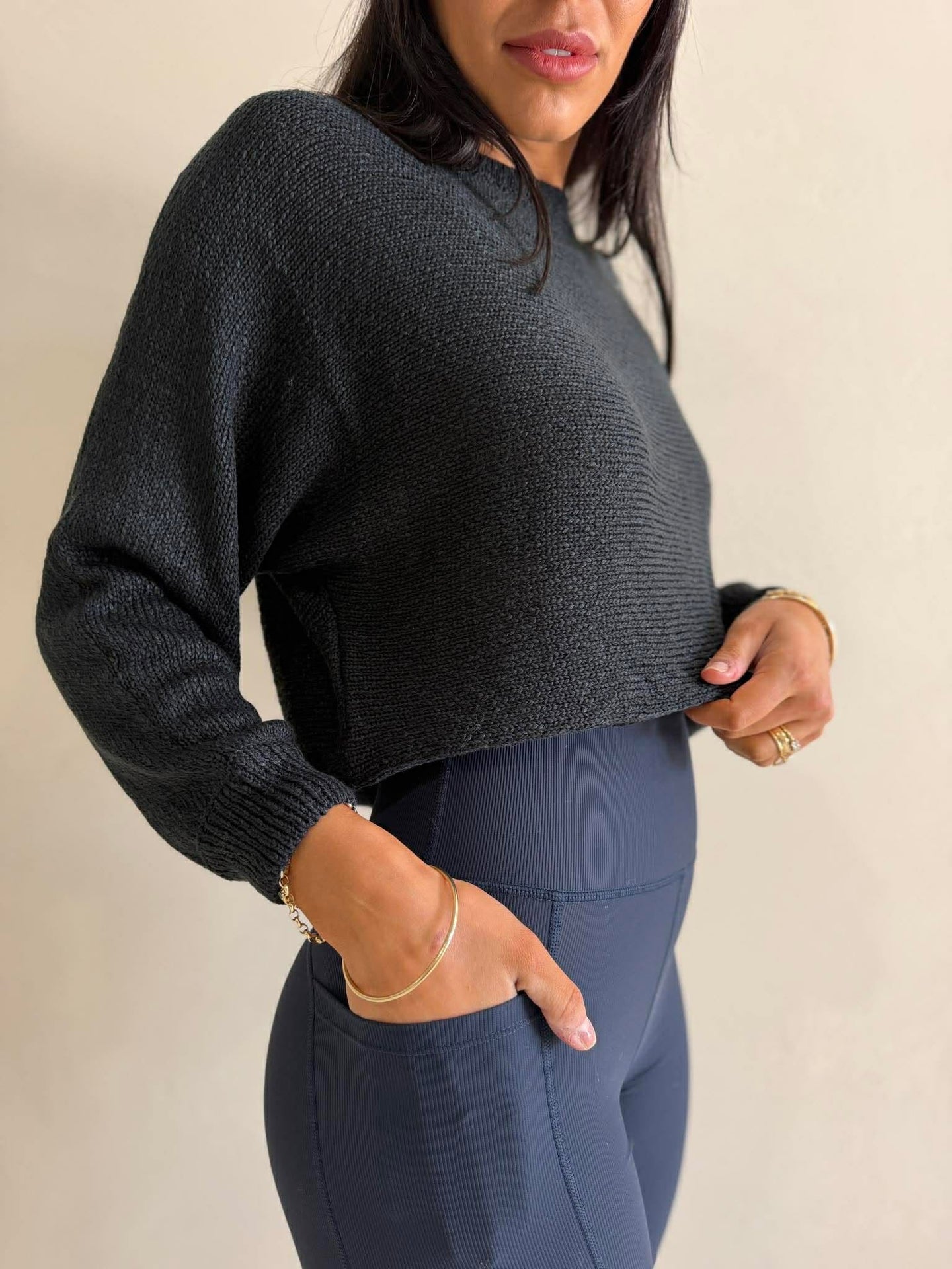 LUXE RIB LEGGING-NAVY