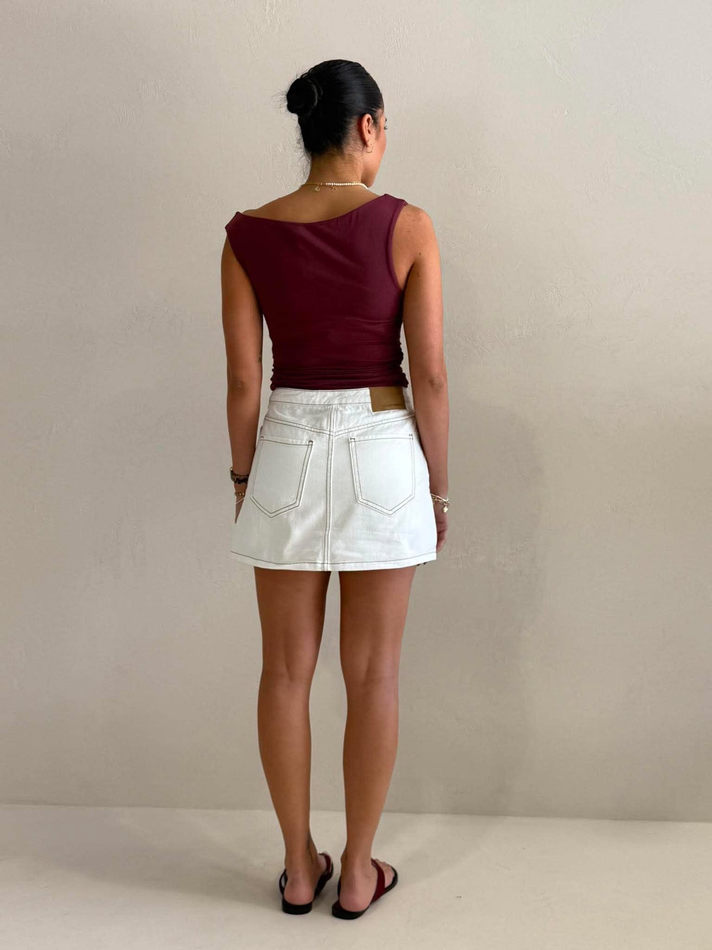 KYLIE OFF SHOULDER TOP- BURGUNDY