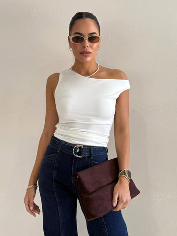 KYLIE OFF SHOULDER TOP- VINTAGE WHITE