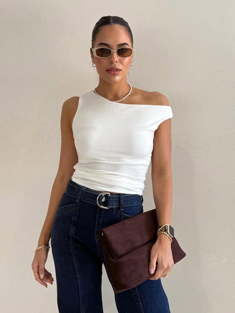 KYLIE OFF SHOULDER TOP- VINTAGE WHITE