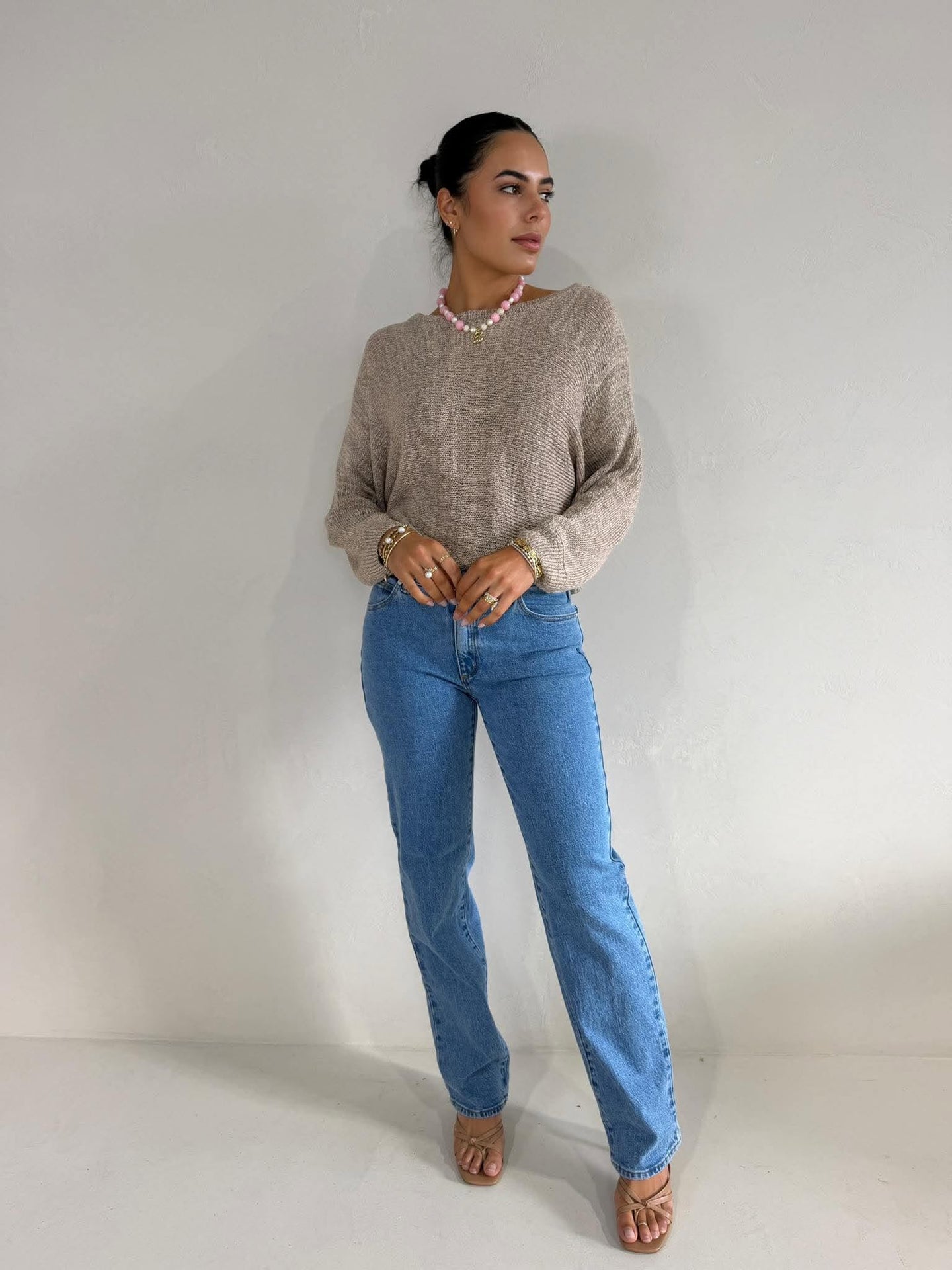 TAPE BOAT KNIT - MOCHA MARL