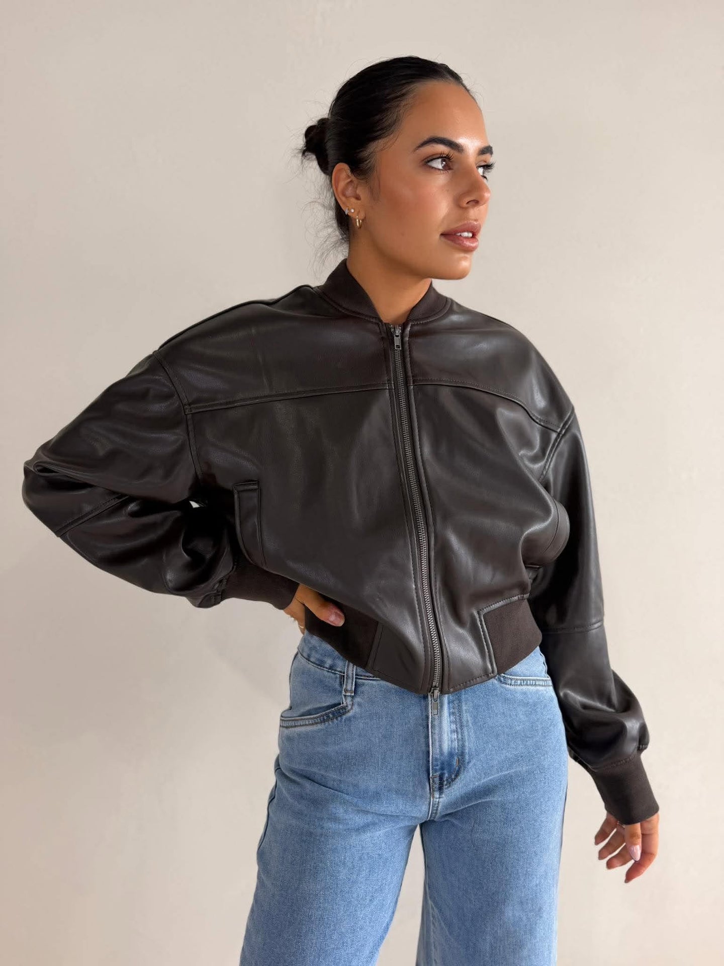 LUXE BOMBER JACKET CHOCOLATE