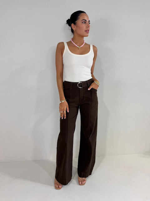 DARCY BELTED JEAN - CHOC