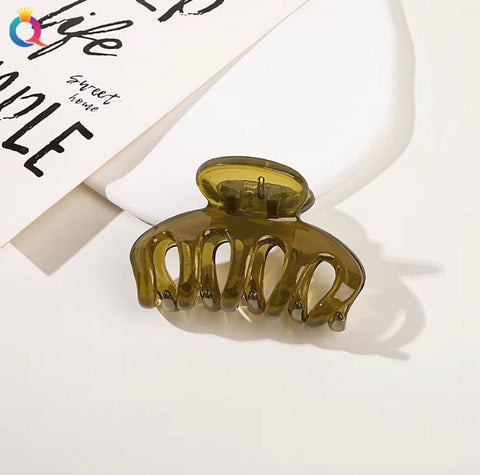FLEUR HAIR CLAW - CLEAR OLIVE