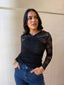 ELLIE LACE WRAP TOP-BLACK