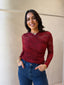 ELLIE LACE WRAP TOP- WINE