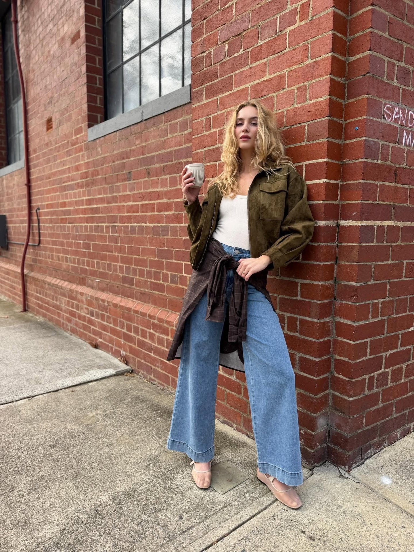 KHAKI FUNNEL NECK JACKET