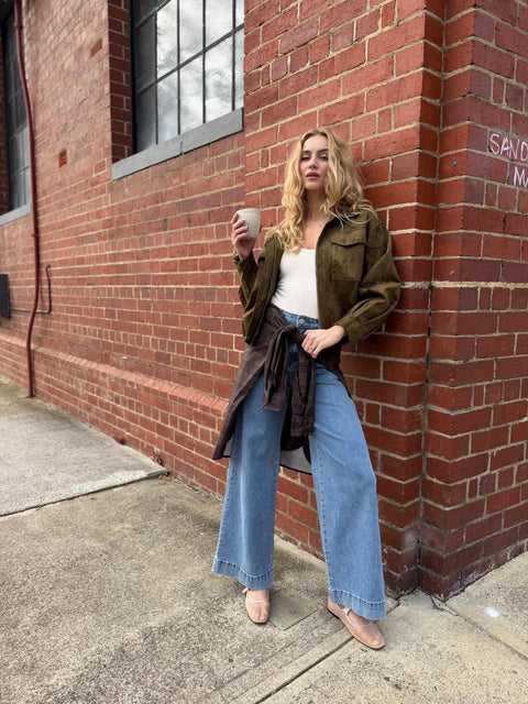 KHAKI FUNNEL NECK JACKET