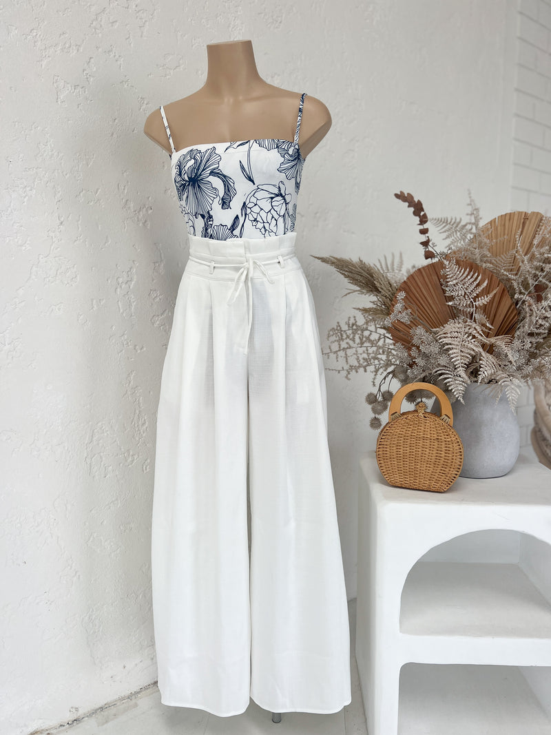 Fiona Wide Leg Pant - White