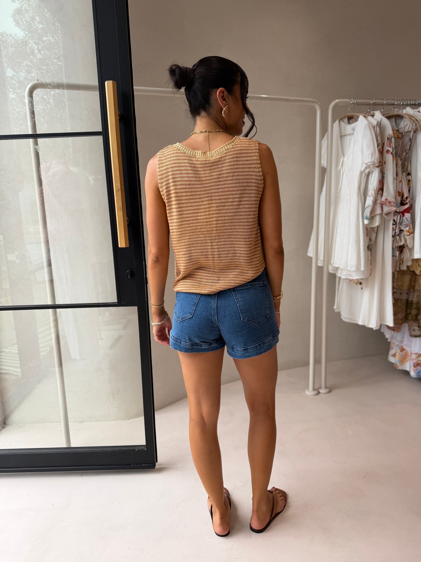 STRIPE SPRING TEE - CARAMEL STRIPE