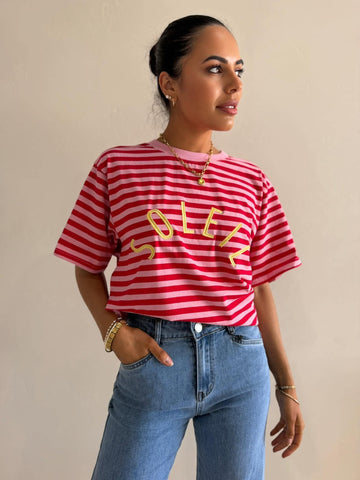 SOLEIL EMB STRIPE TEE