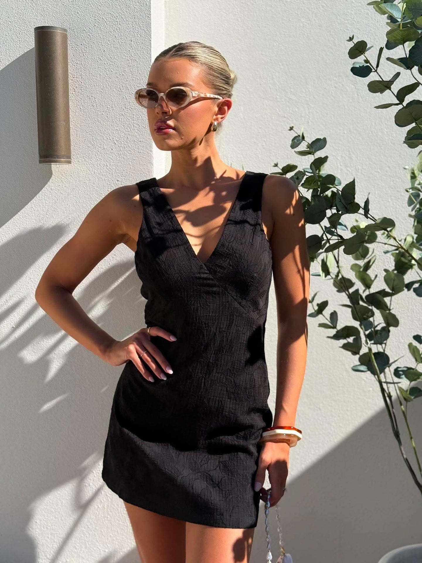 SABINE DRESS - EMBROIDERED BLACK