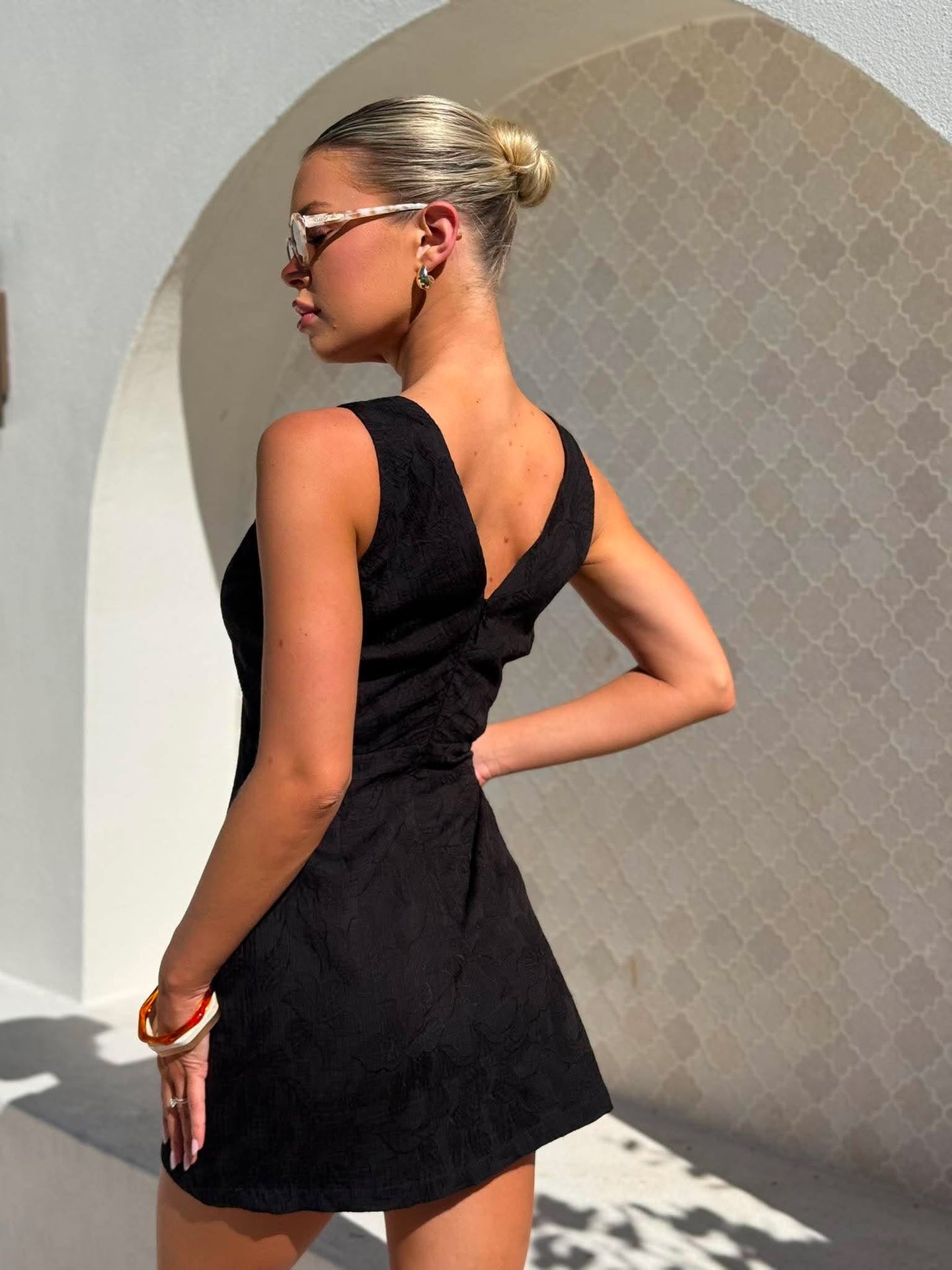 SABINE DRESS - EMBROIDERED BLACK