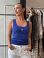 ZOE CONTOUR RIB SCOOP TANK- POLO BLUE