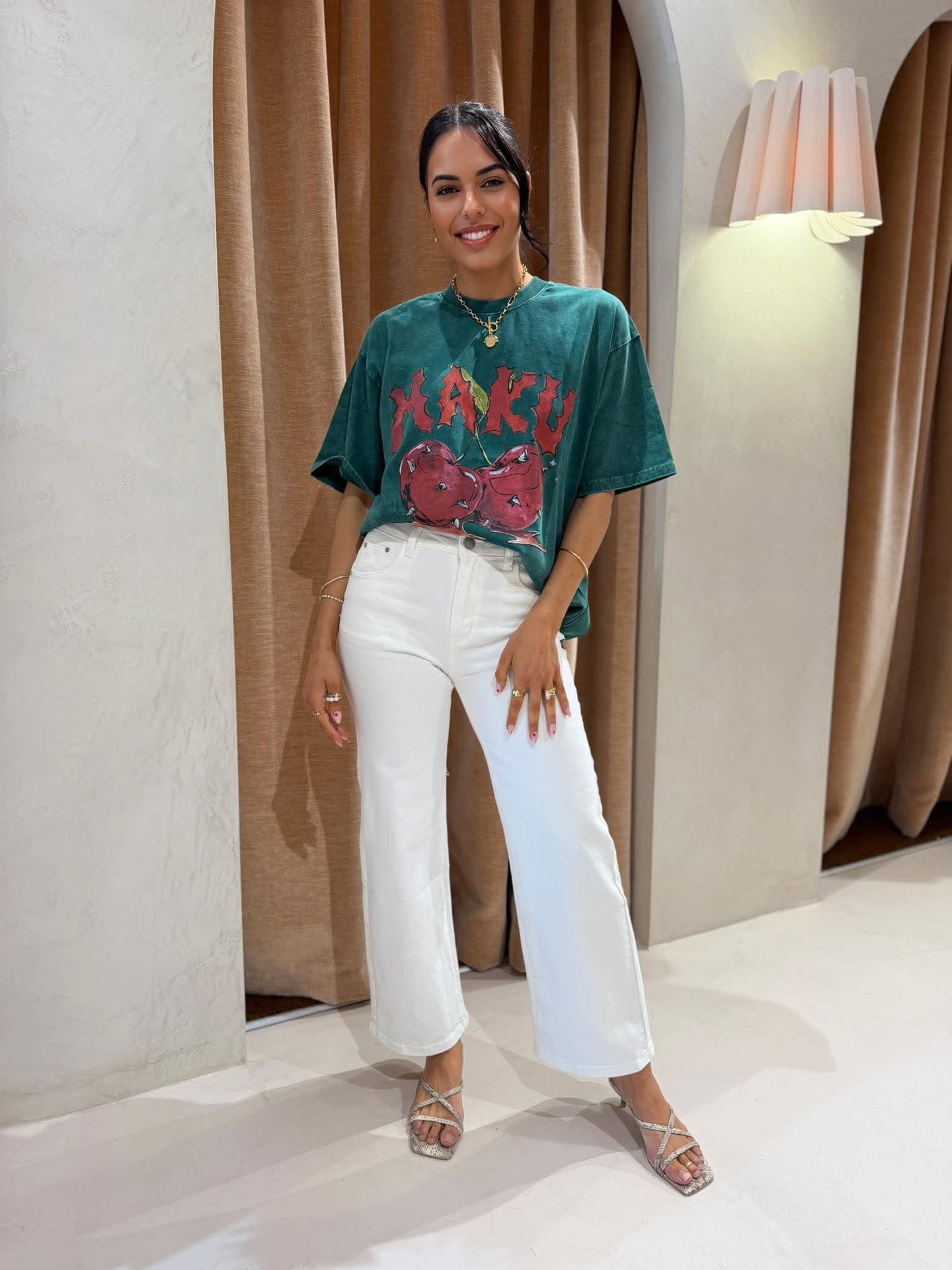 CHERRY 2.0 OVERSIZED WASHED TEE- GREEN