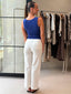 ZOE CONTOUR RIB SCOOP TANK- POLO BLUE