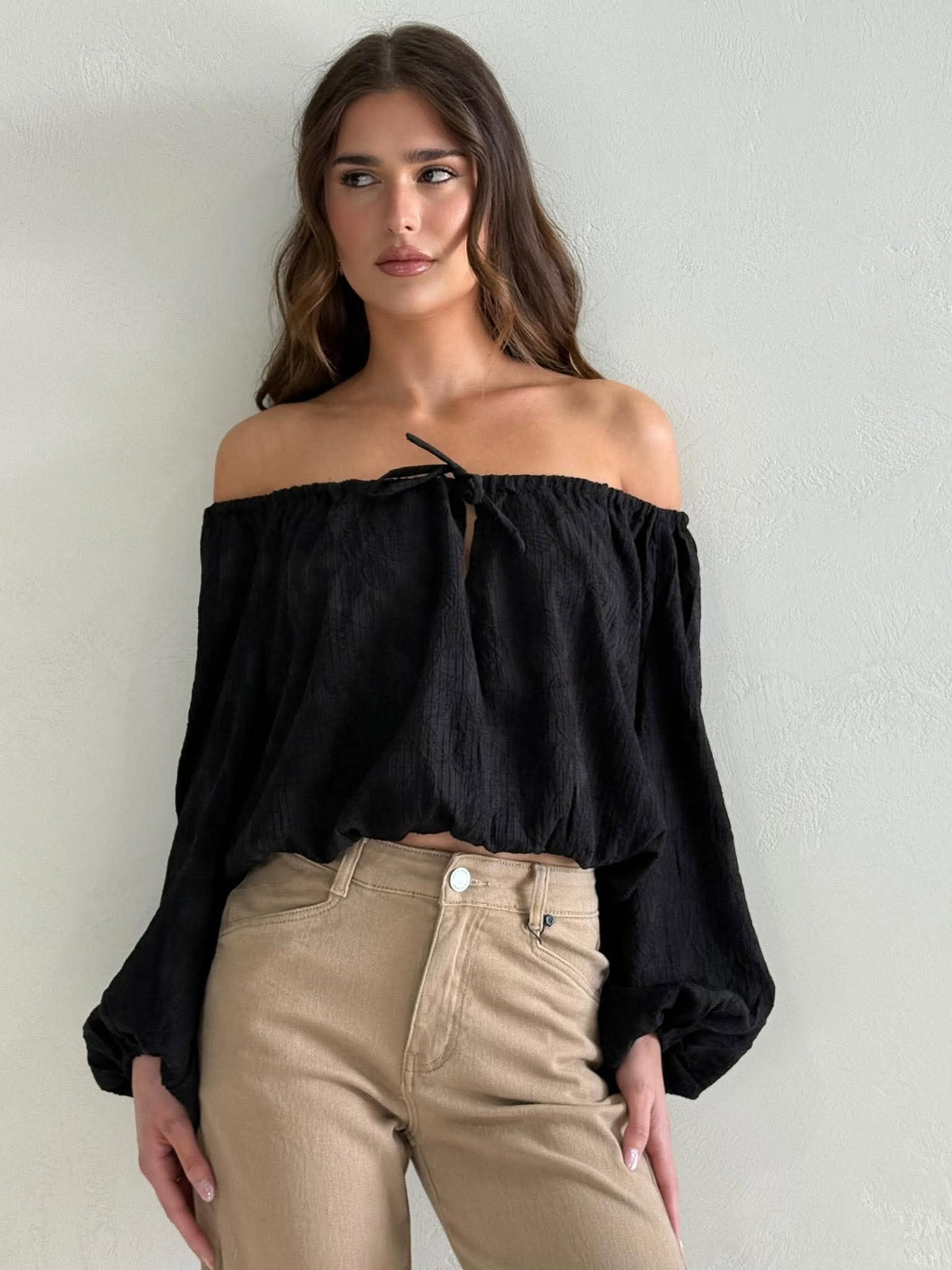 CALISTA BLOUSE- EMBROIDERED BLACK