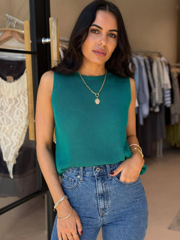 COFFEE KNIT TANK- JADE