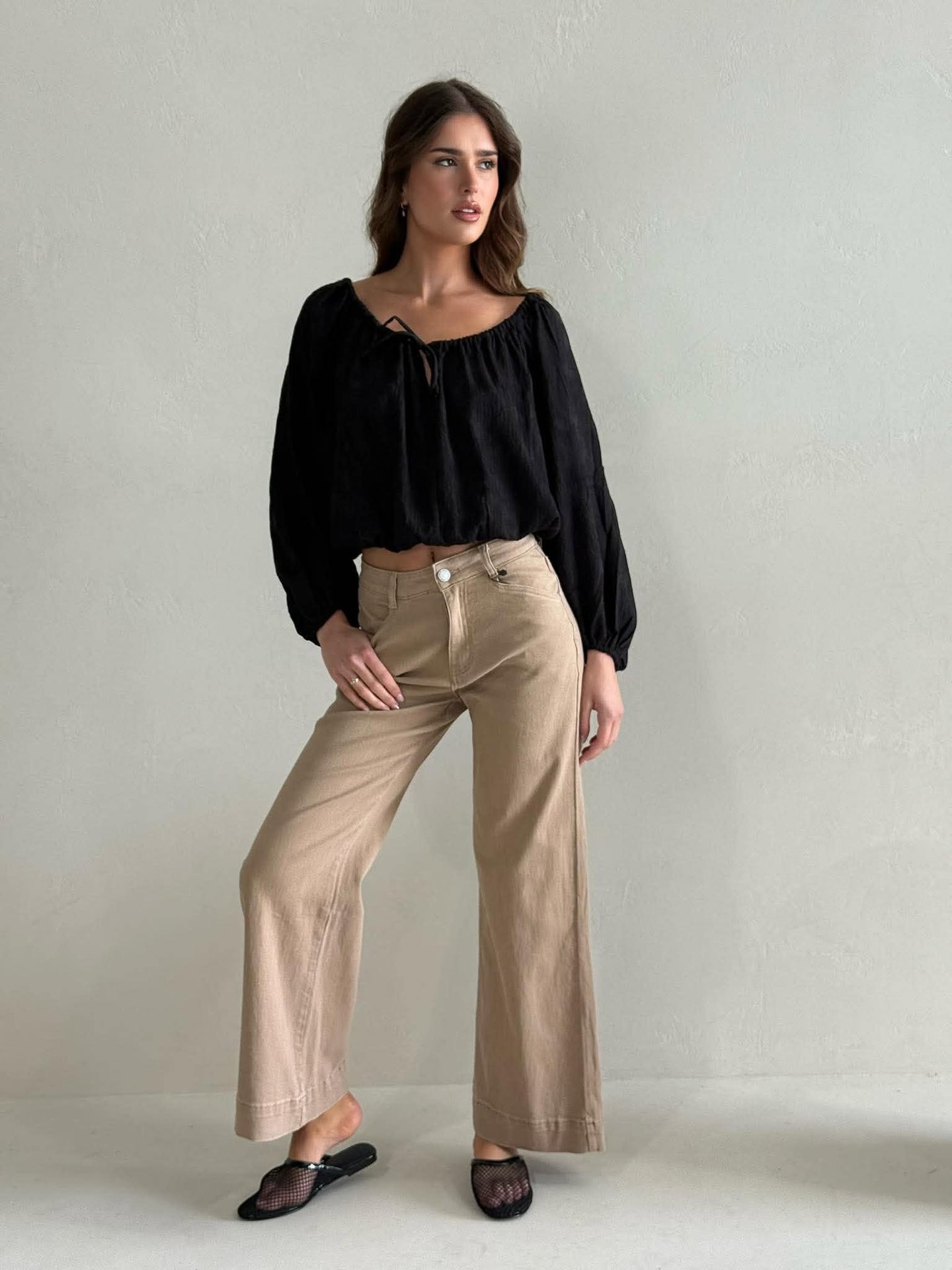 CALISTA BLOUSE- EMBROIDERED BLACK