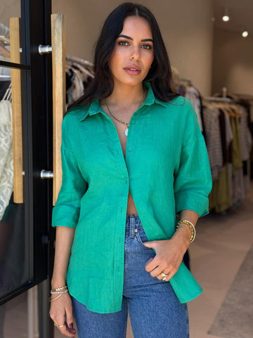 SHAE BOYFRIEND SHIRT - GREEN