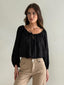 CALISTA BLOUSE- EMBROIDERED BLACK