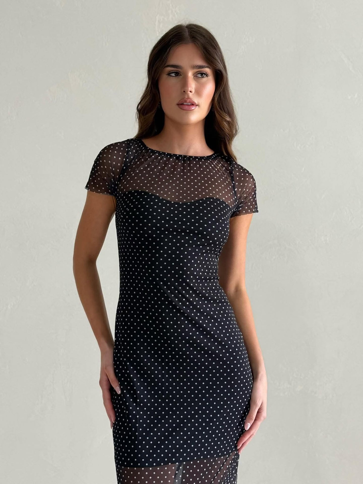 YASMINA POLKA DOT DRESS- BLACK