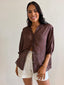 JEMMA LINEN BLOUSE - DARK CHOC