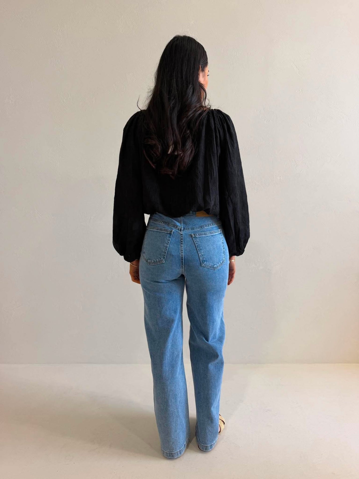 CALISTA BLOUSE- EMBROIDERED BLACK