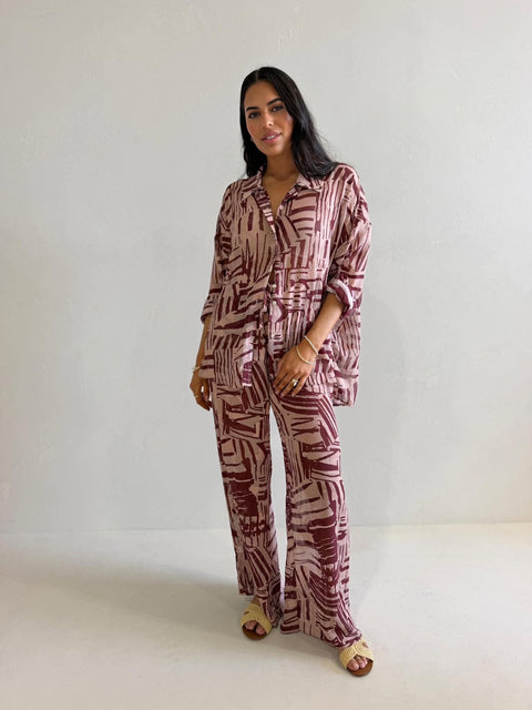 SIENNA PANT- ABSTRACT ROSE GOLD