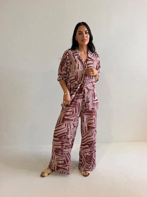 SIENNA PANT- ABSTRACT ROSE GOLD