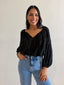 CALISTA BLOUSE- EMBROIDERED BLACK