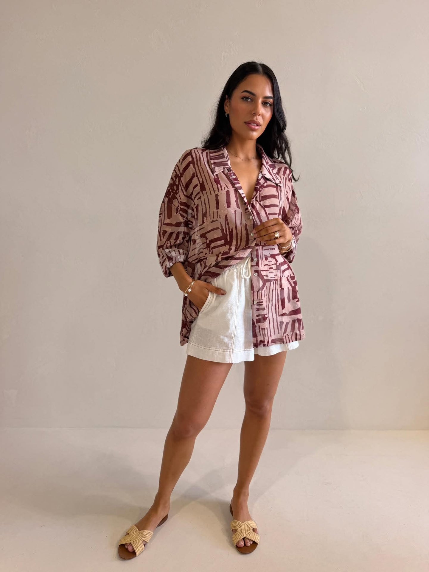 KATIE SHIRT- ABSTRACT ROSE GOLD