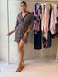 SUNSET DRESS -BROWN PINSTRIPE