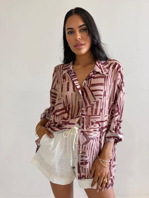 KATIE SHIRT- ABSTRACT ROSE GOLD